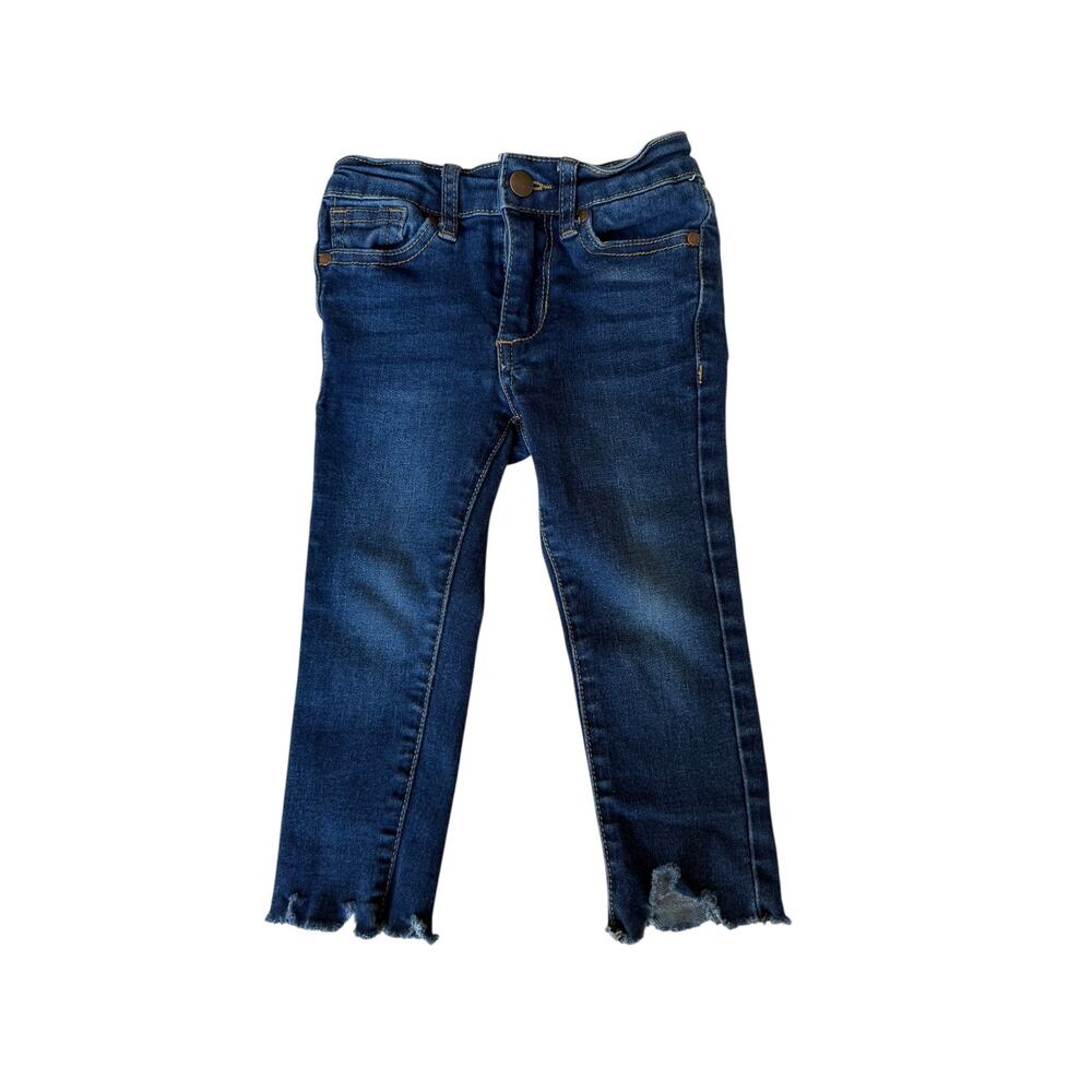 Joe's Baby Blue Dark Wash Distressed Raw Hem Stretch Slim Jeans Size 2T